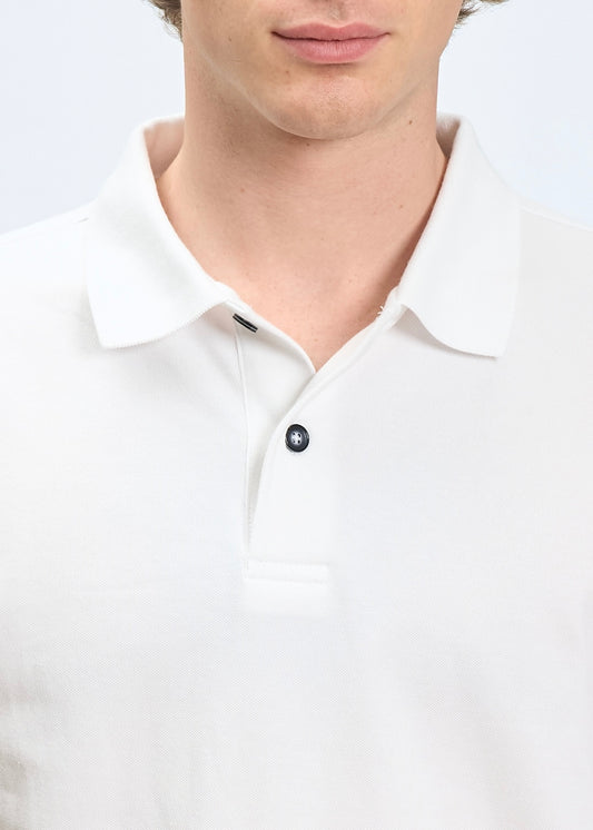 Polo manica lunga in Piquet Bianco