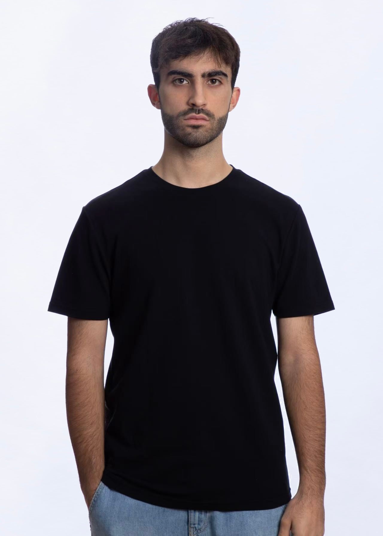T-shirt manica corta in Piquet Nero