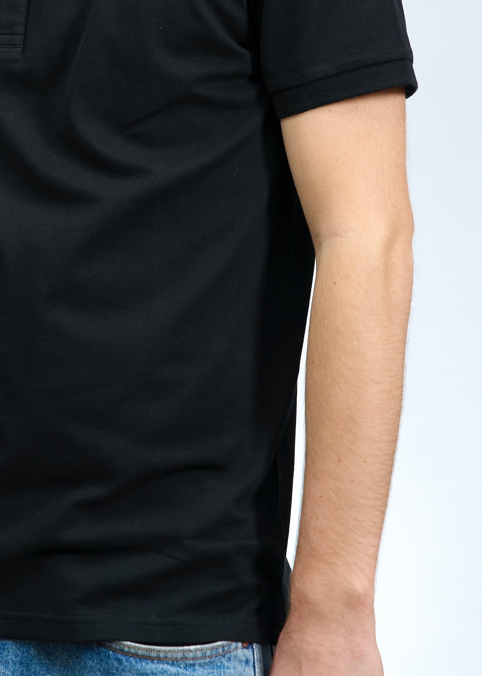Polo collo alla coreana Nero