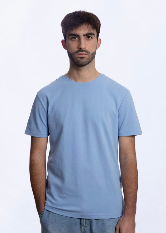 T-shirt manica corta in Piquet Celeste