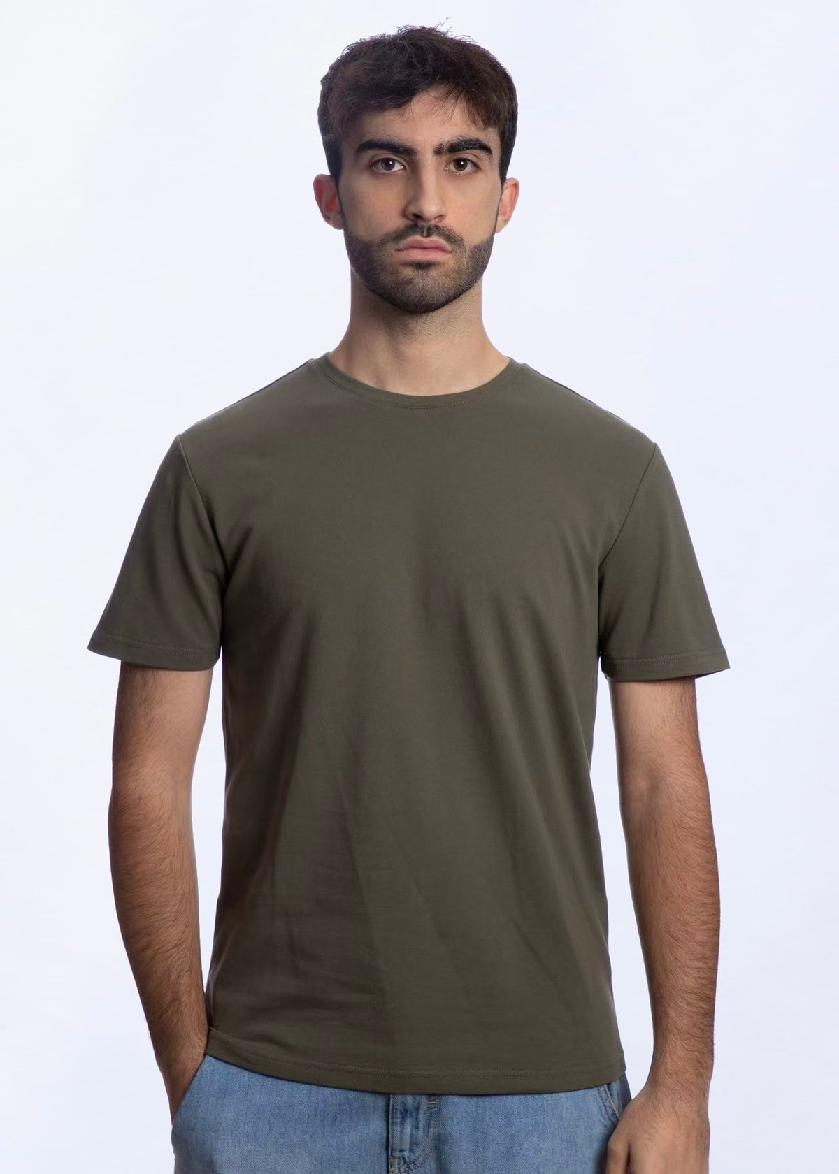 T-shirt manica corta in Piquet Verde Militare