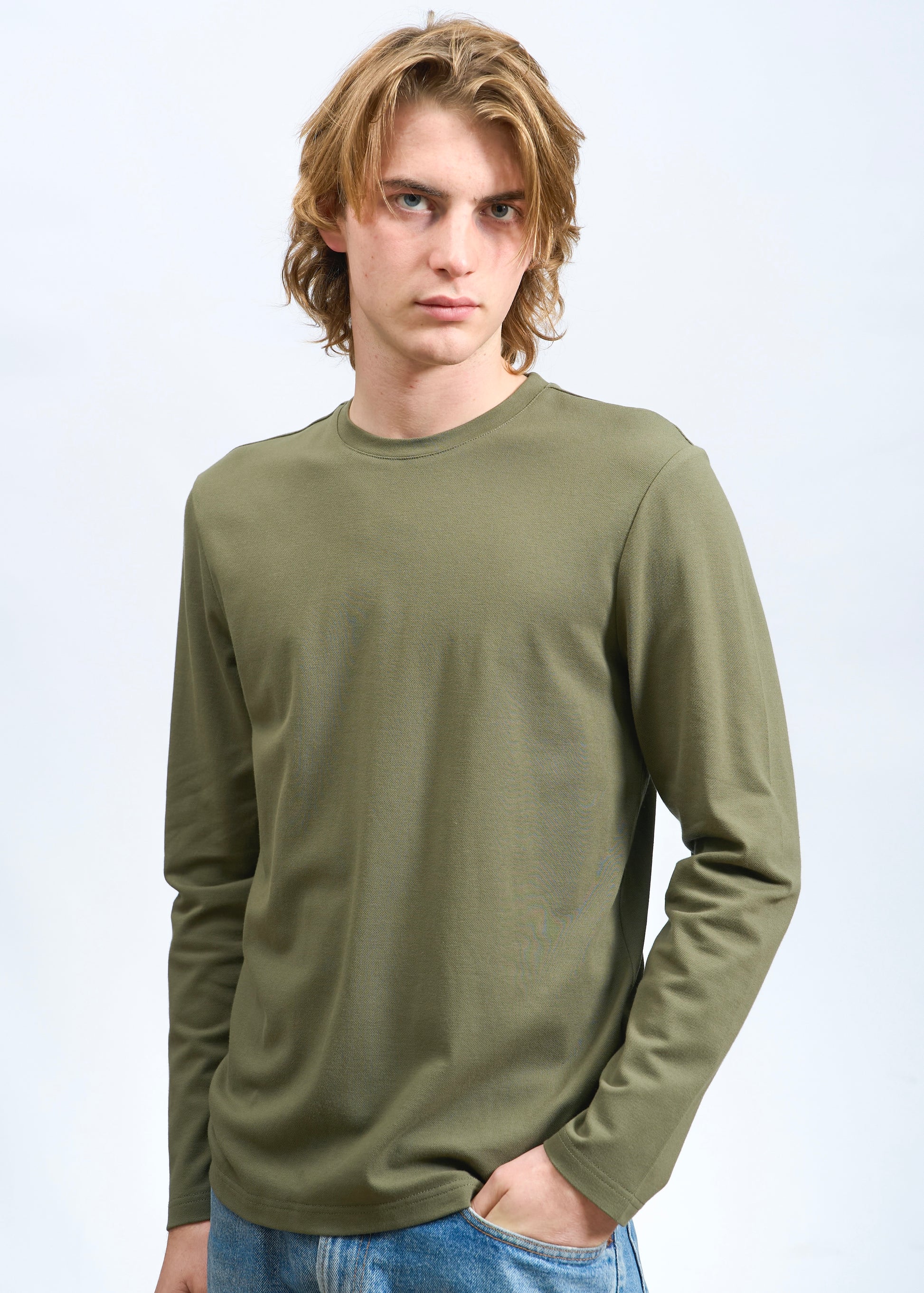 Maglietta cotone Piquet Verde Militare
