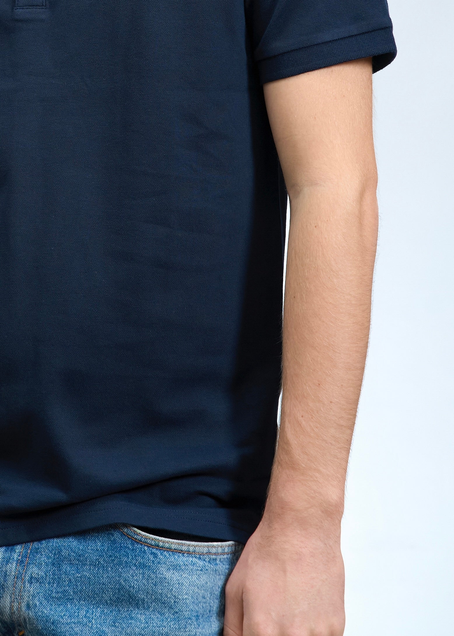 Polo collo alla coreana Blu Navy