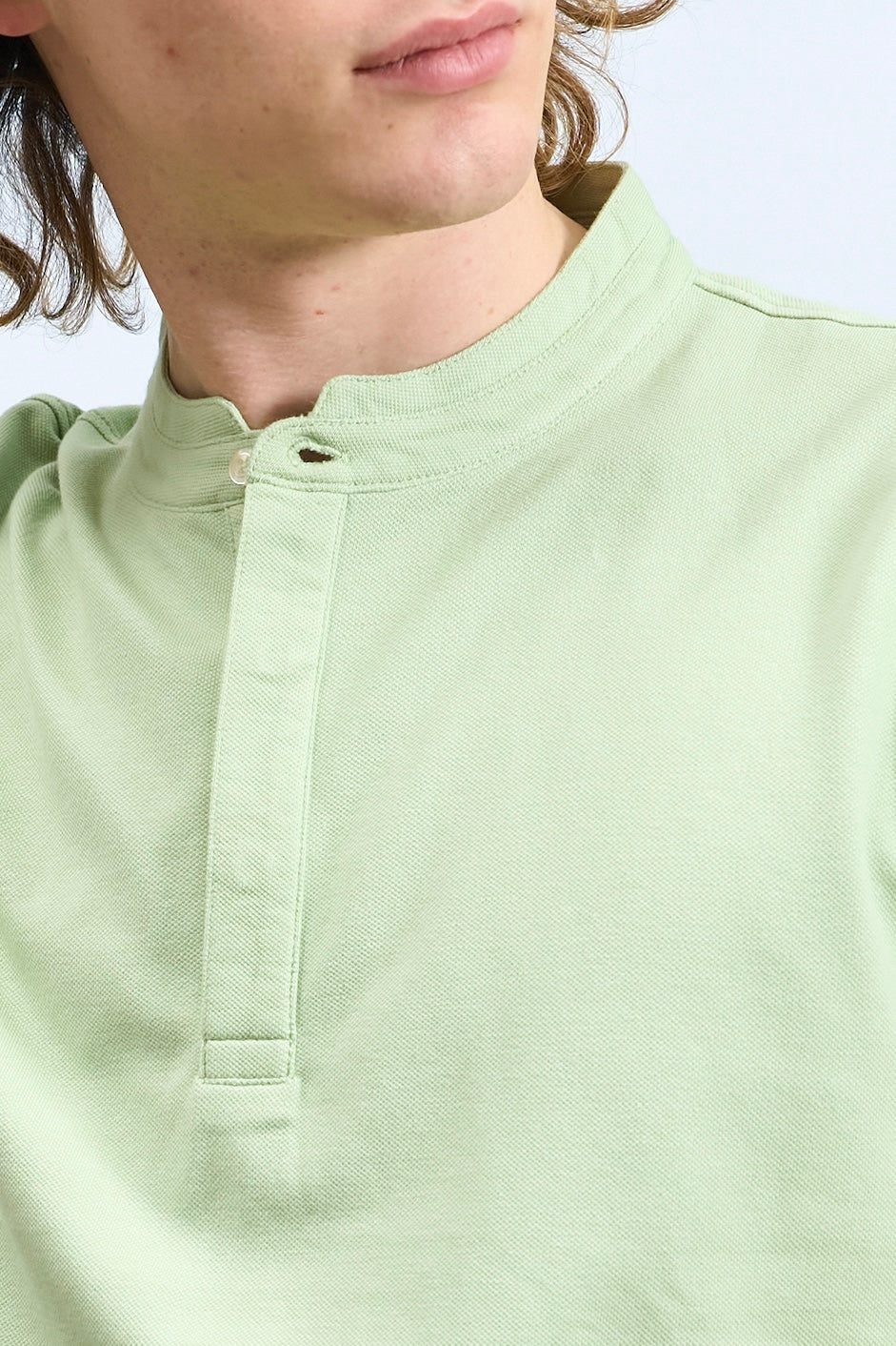 Polo collo alla coreana Verde Acqua