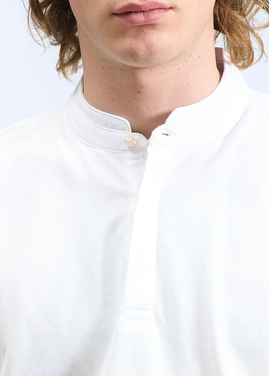 Polo collo alla coreana Bianco