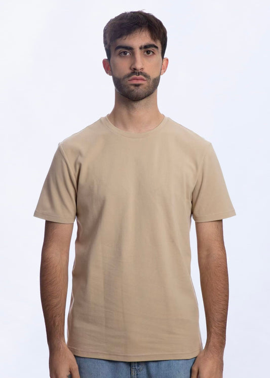 T-shirt manica corta in Piquet Beige