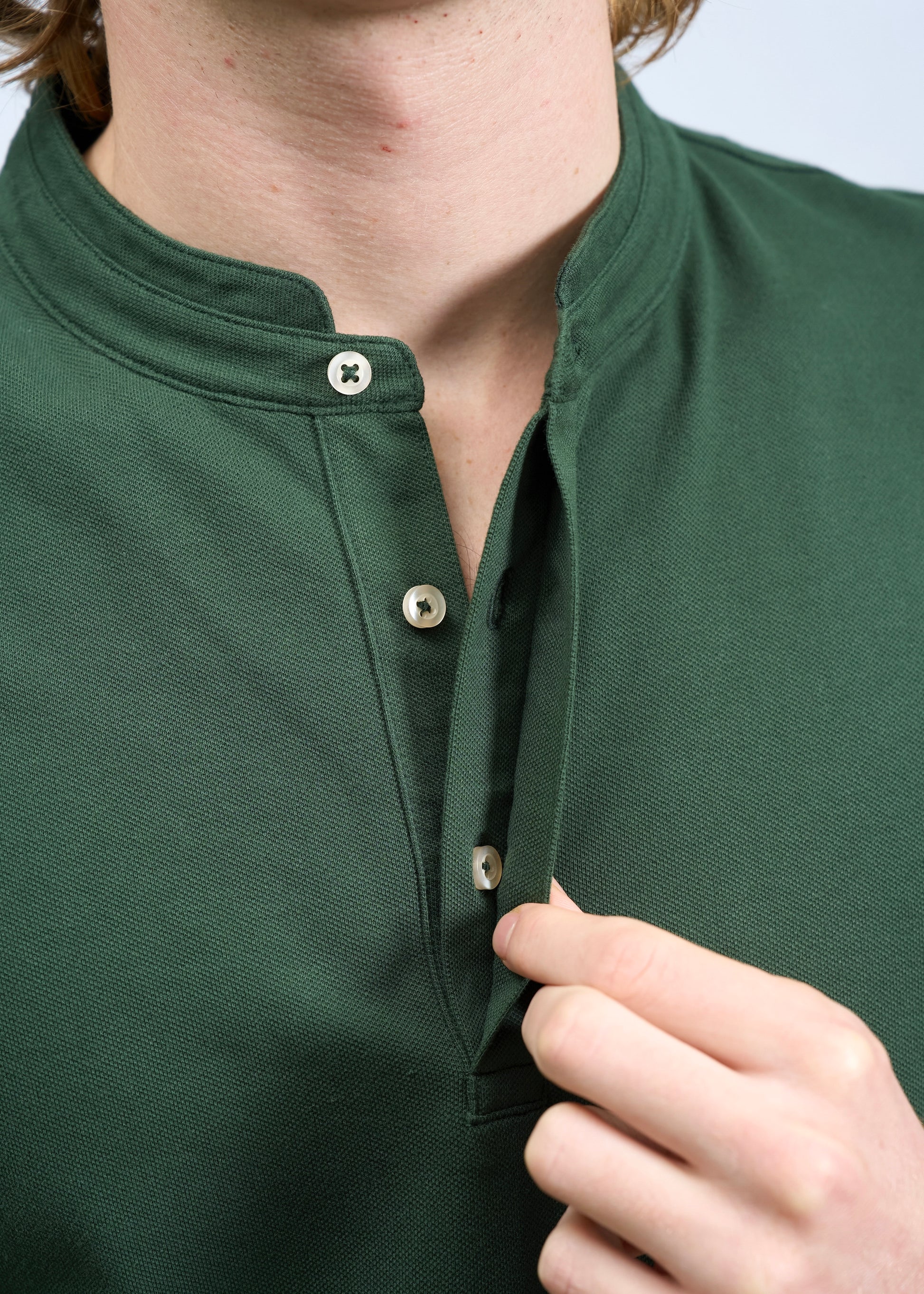 Polo collo alla coreana Verde