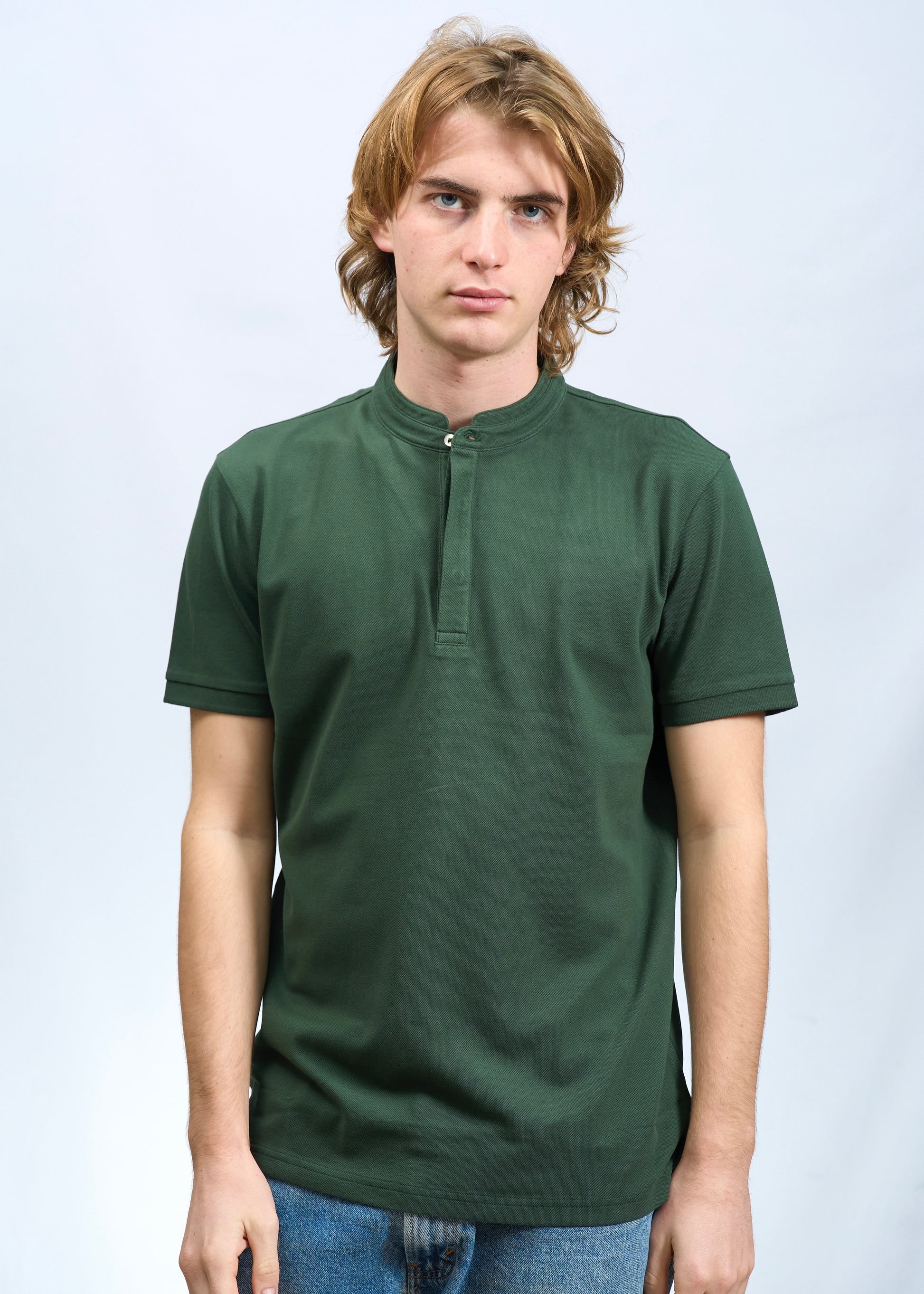 Polo collo alla coreana Verde