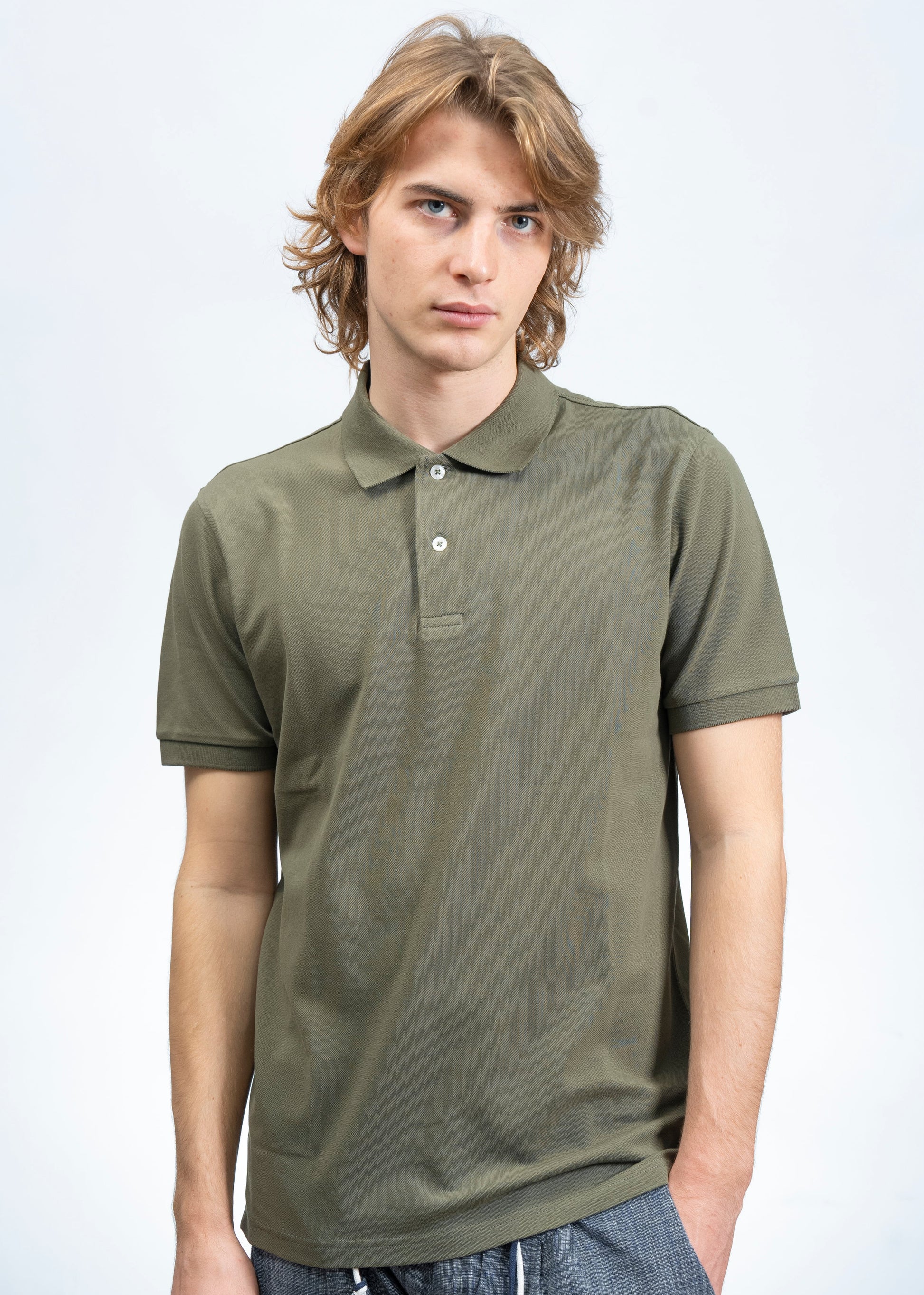 Polo Classica in Piquet Verde Militare