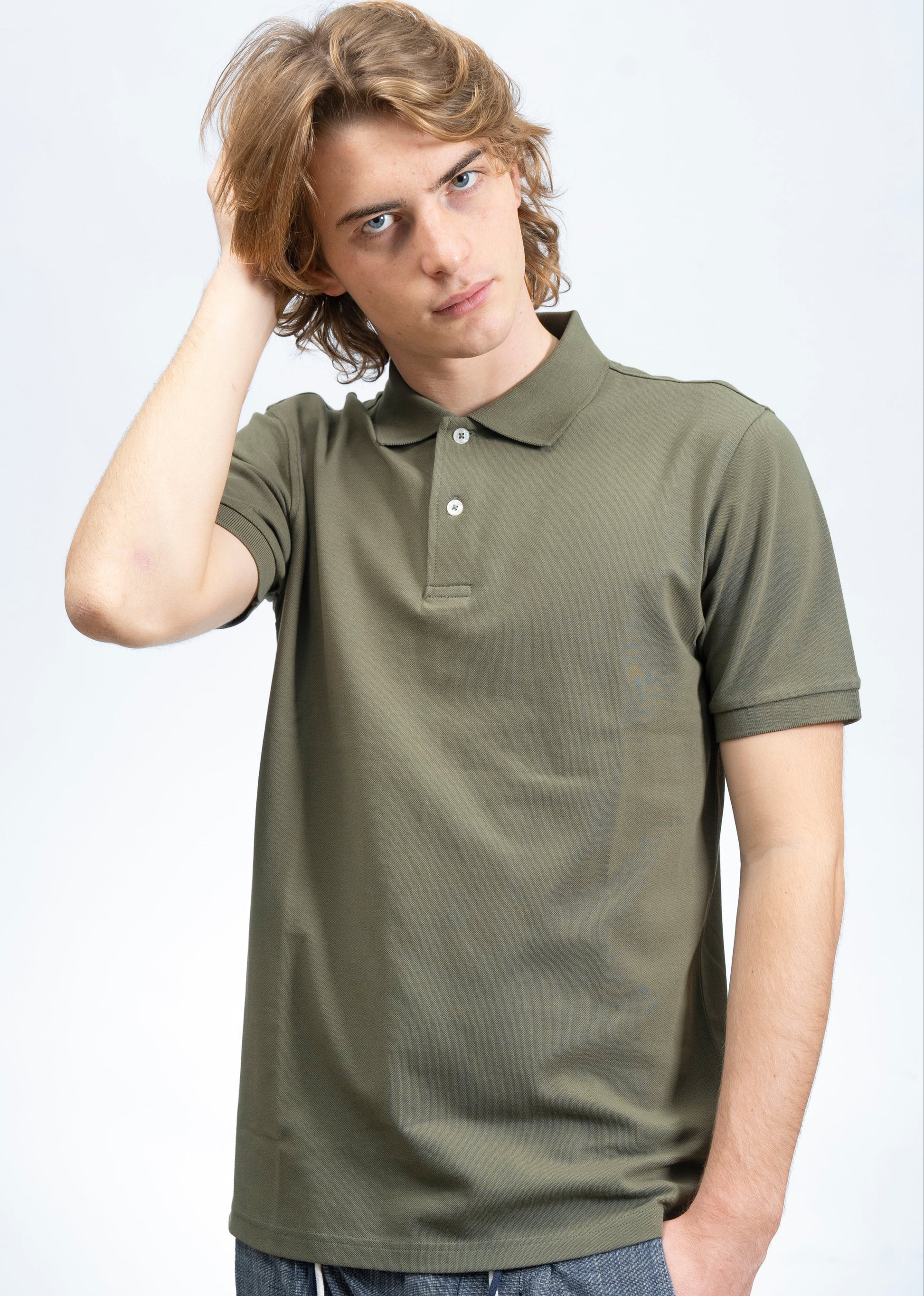 Polo Classica in Piquet Verde Militare