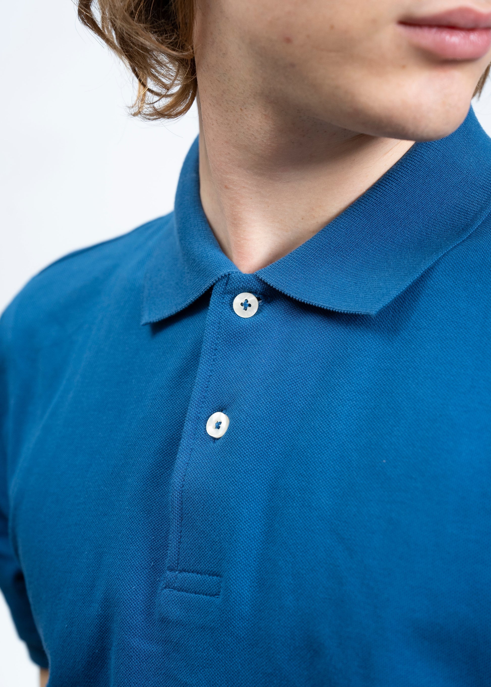 Polo Classica in Piquet Blu Jeans