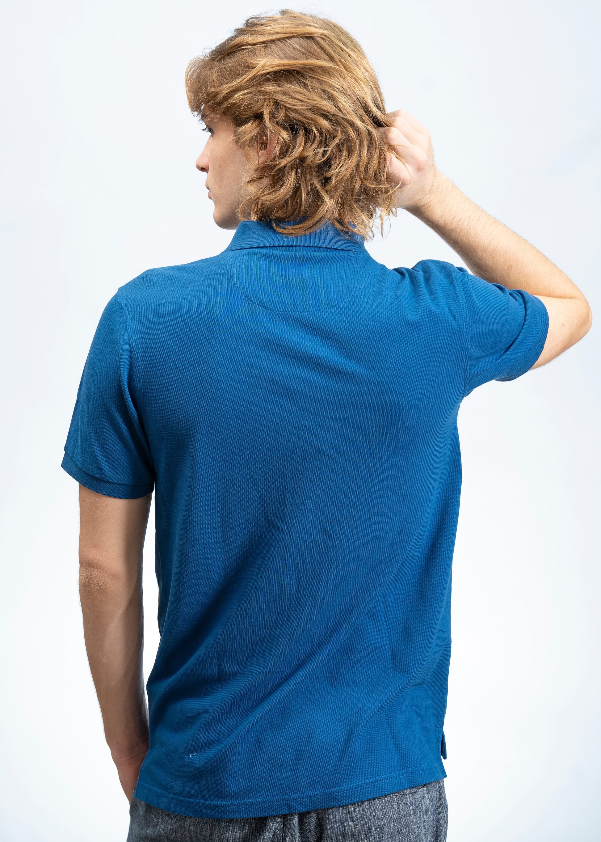 Polo Classica in Piquet Blu Jeans