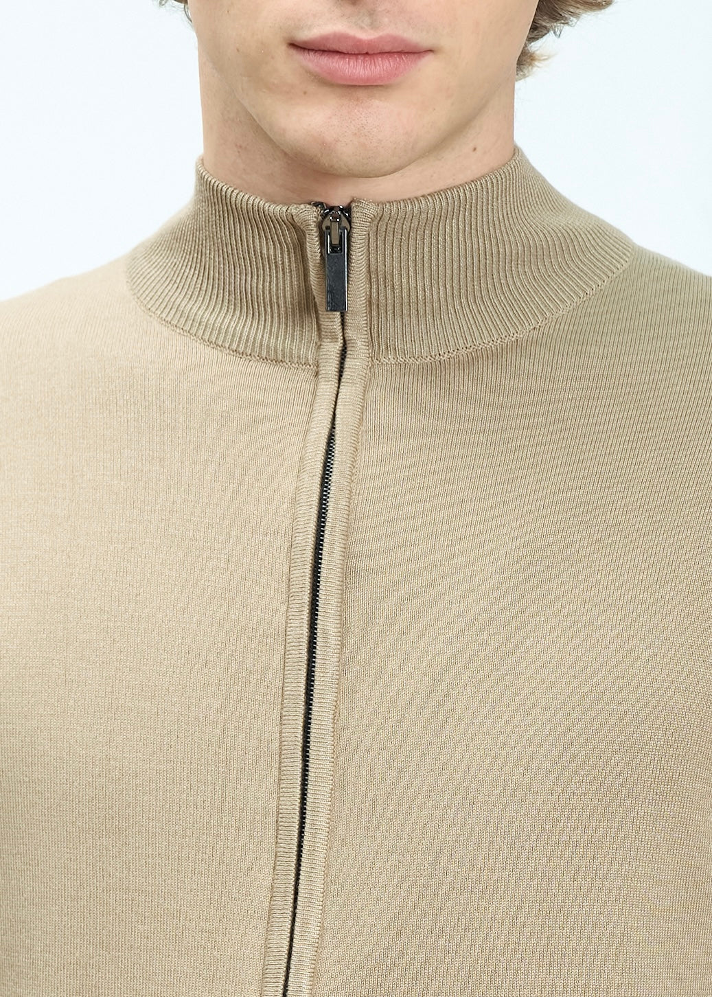 Full zip in viscosa Beige