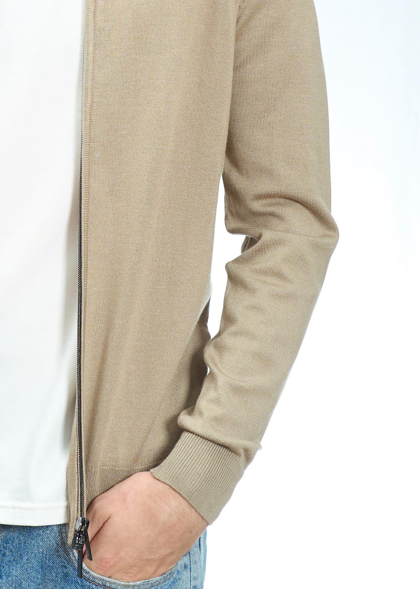 Full zip in viscosa Beige