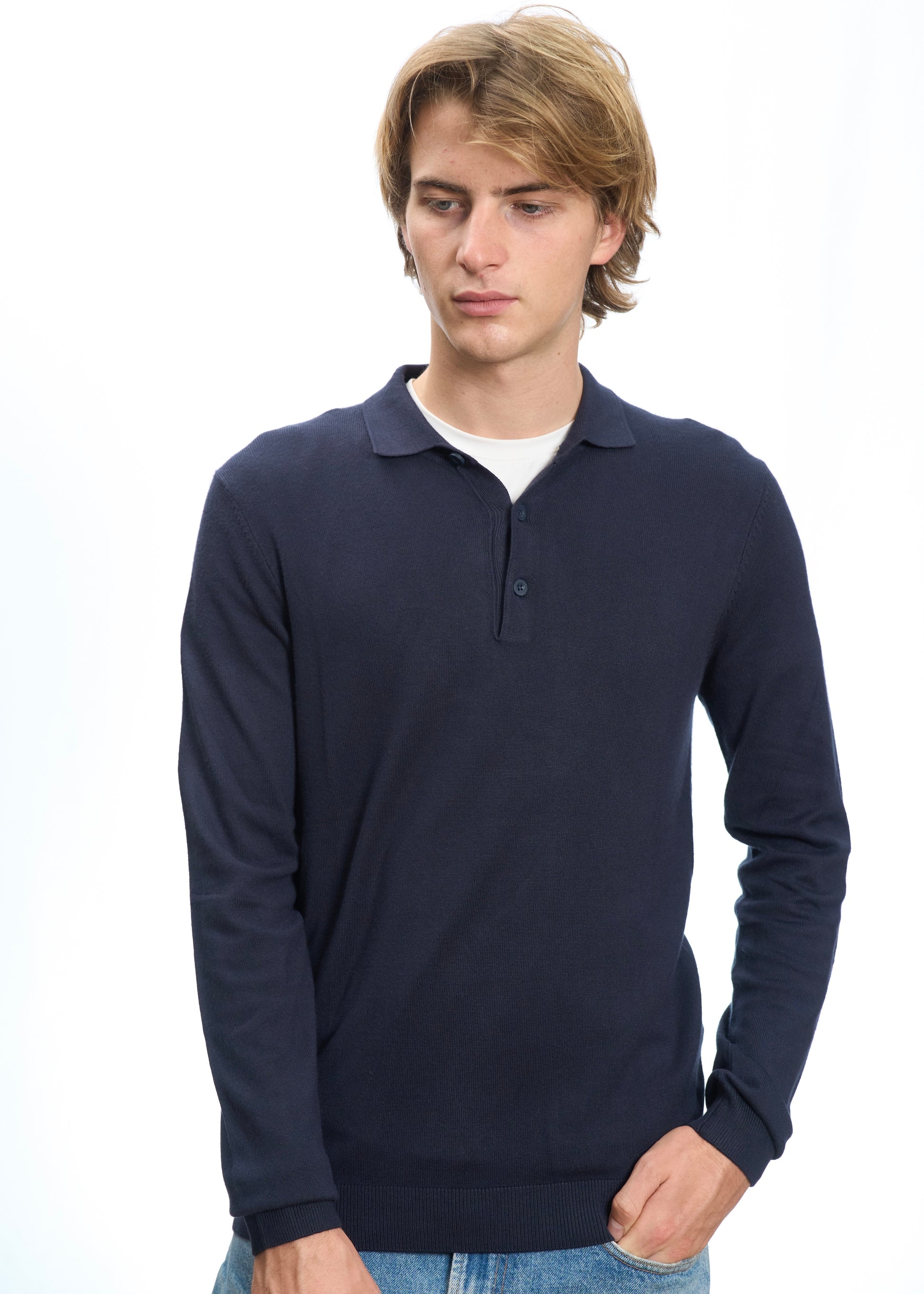 Polo in maglia Navy