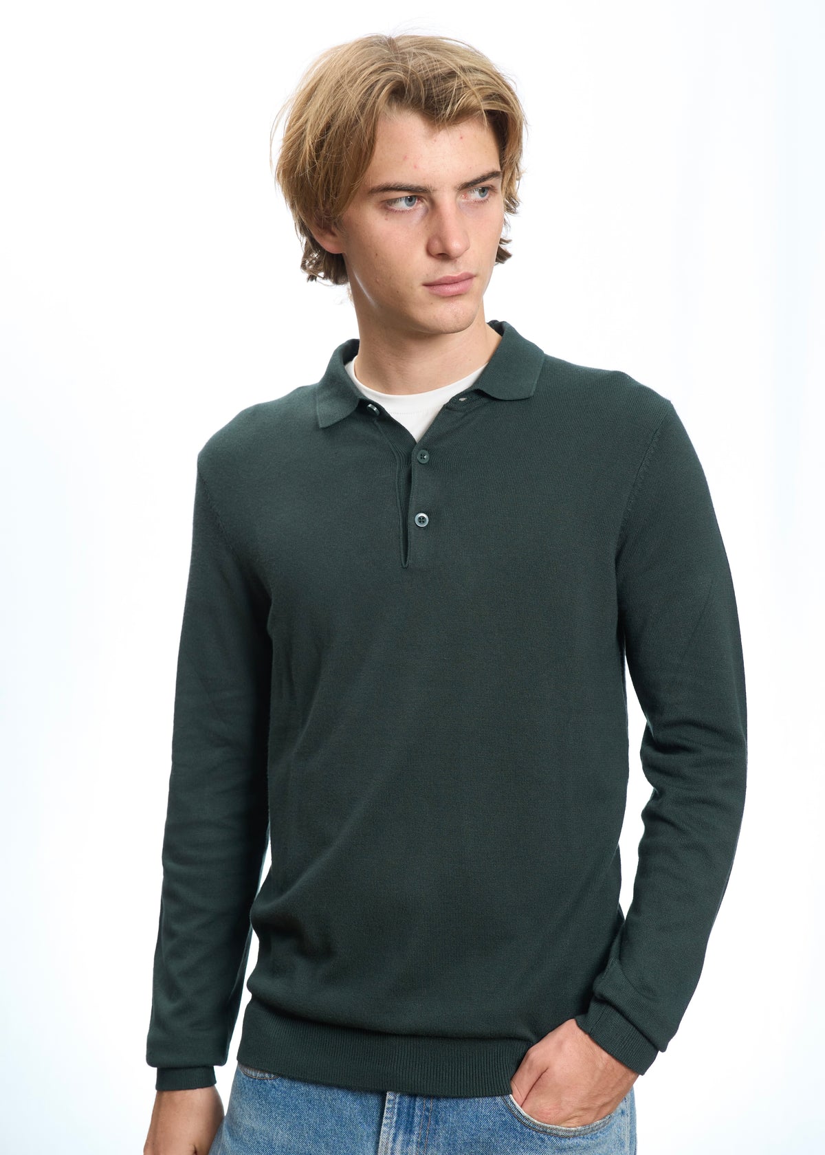 Polo in maglia Verde Bottiglia
