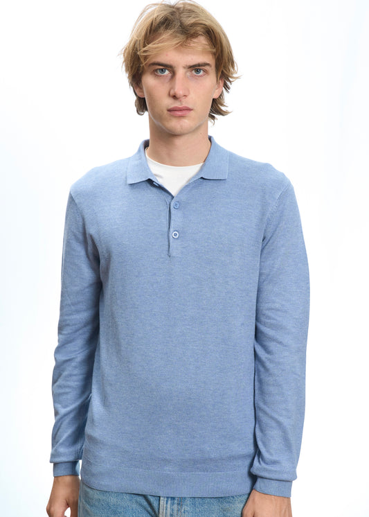 Polo in maglia Celeste