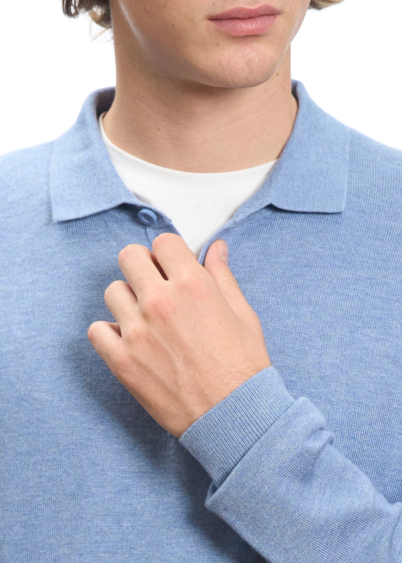 Polo in maglia Celeste