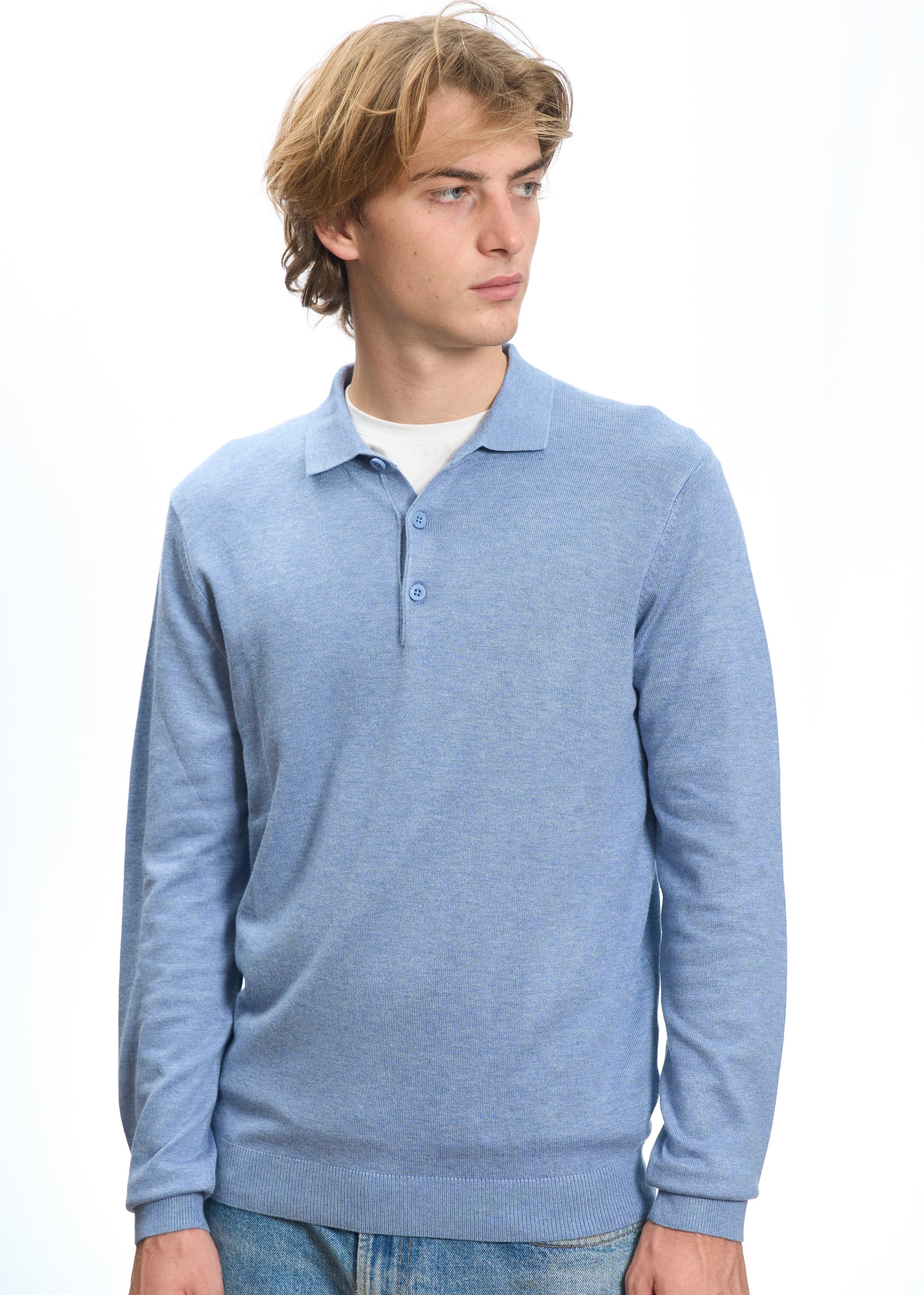 Polo in maglia Celeste