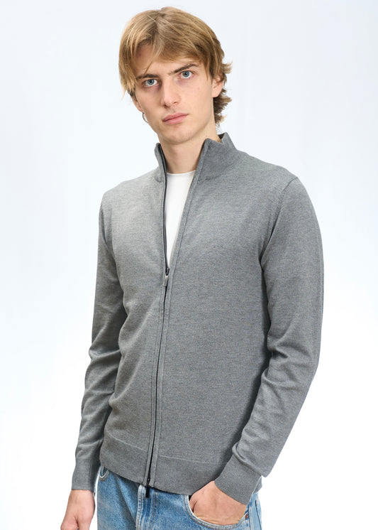 Full zip in viscosa Grigio