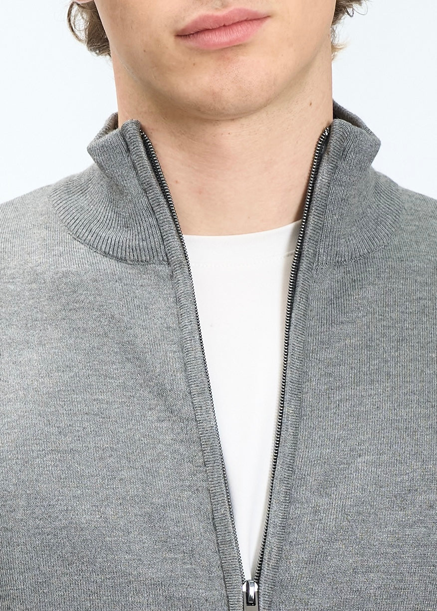 Full zip in viscosa Grigio