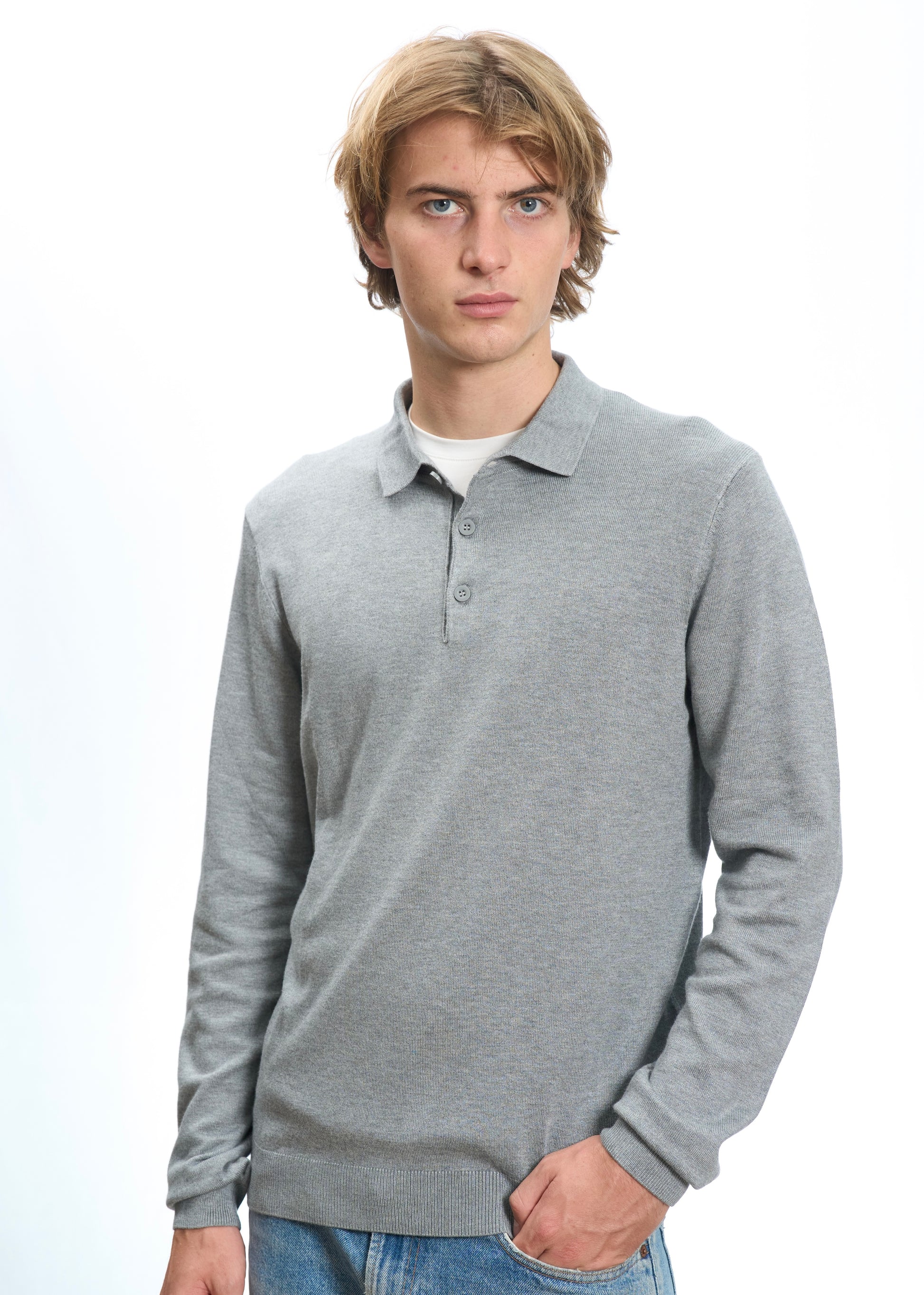 Polo in maglia Grigio
