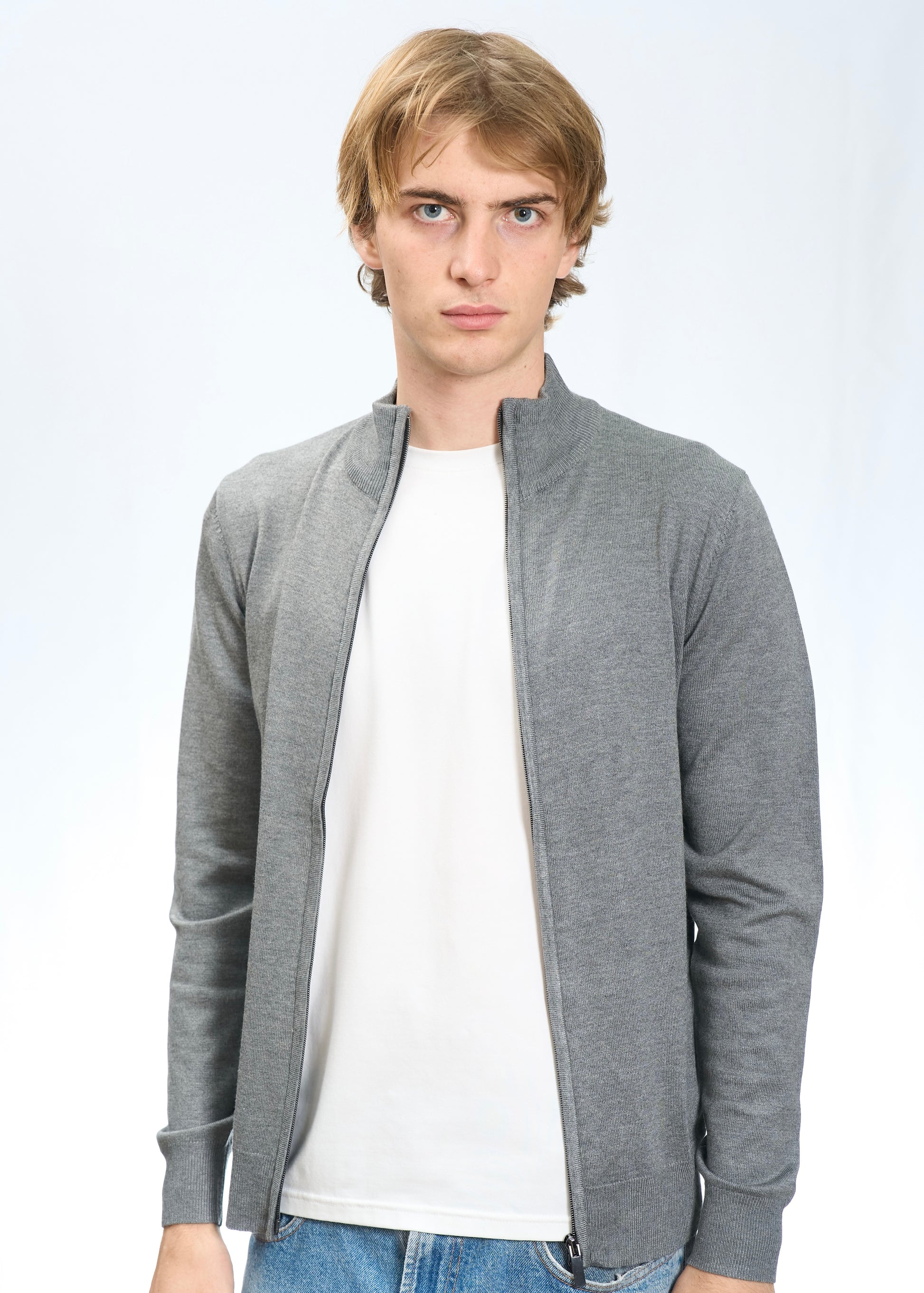 Full zip in viscosa Grigio