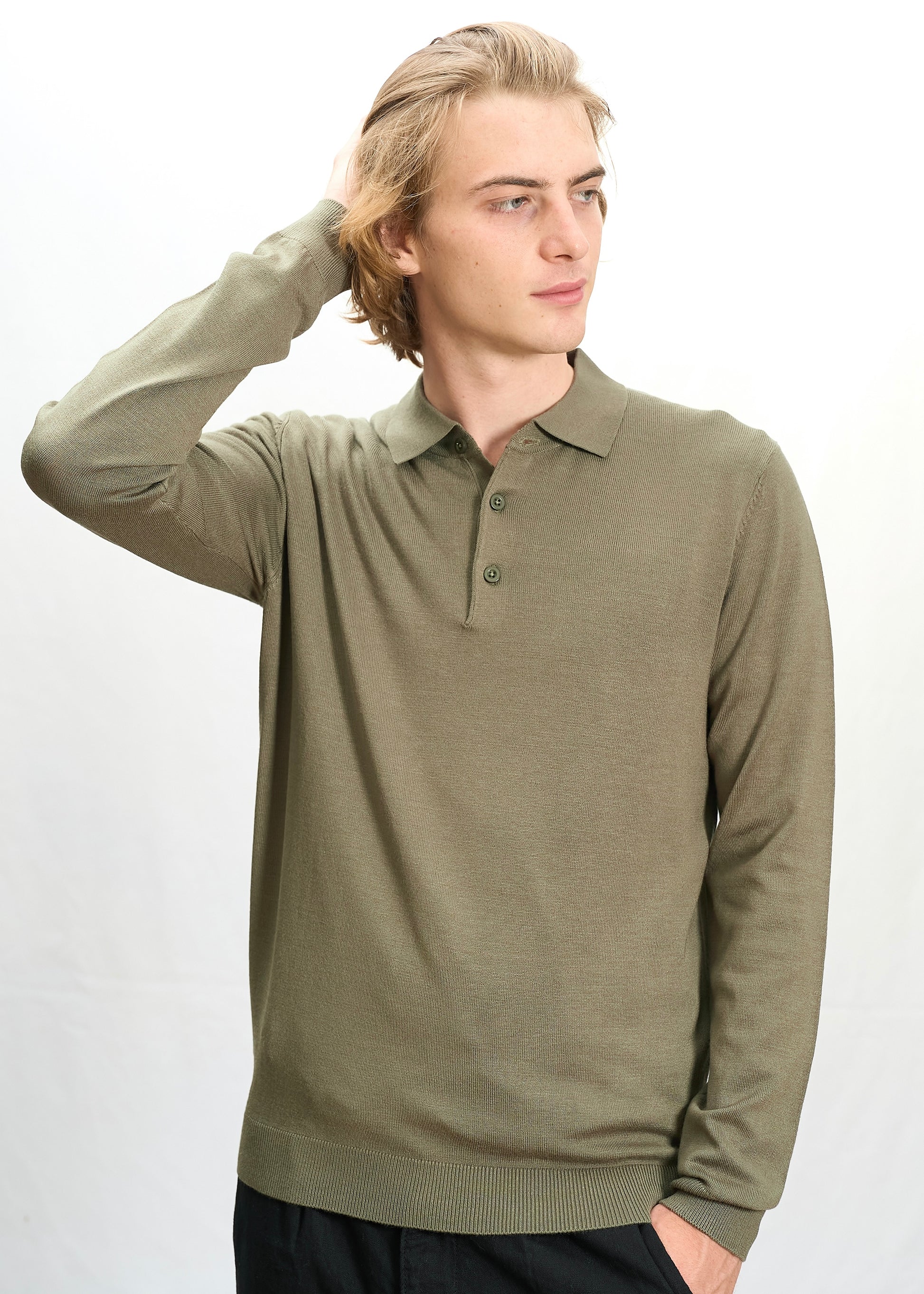 Polo in maglia Verde Militare