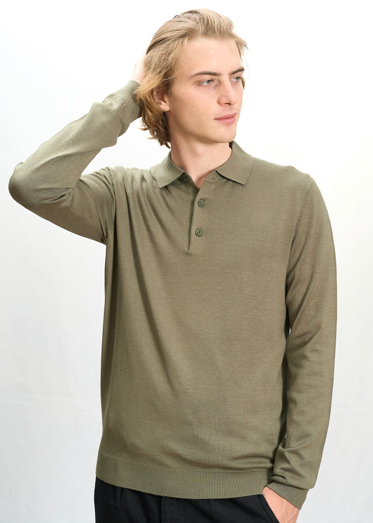 Polo in maglia Verde Militare