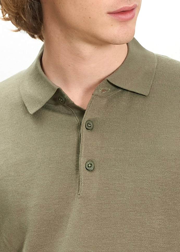 Polo in maglia Verde Militare
