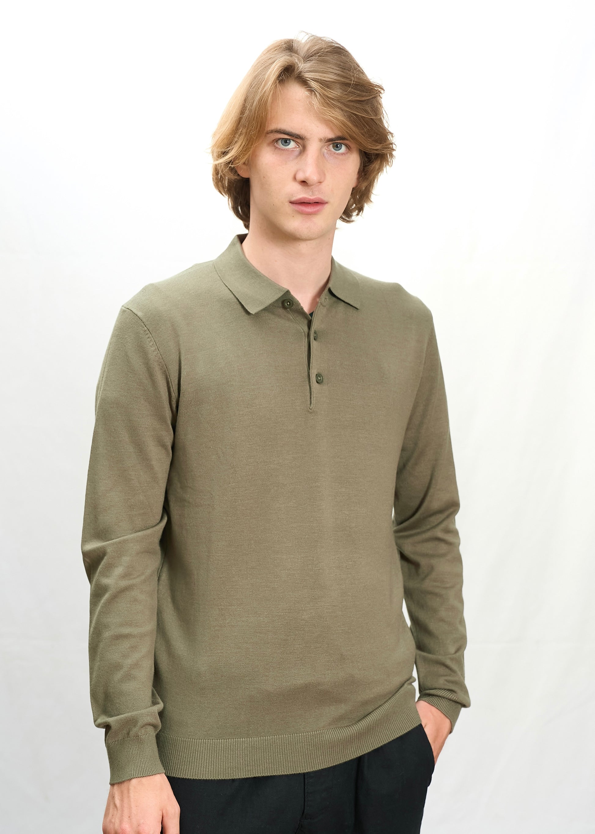 Polo in maglia Verde Militare