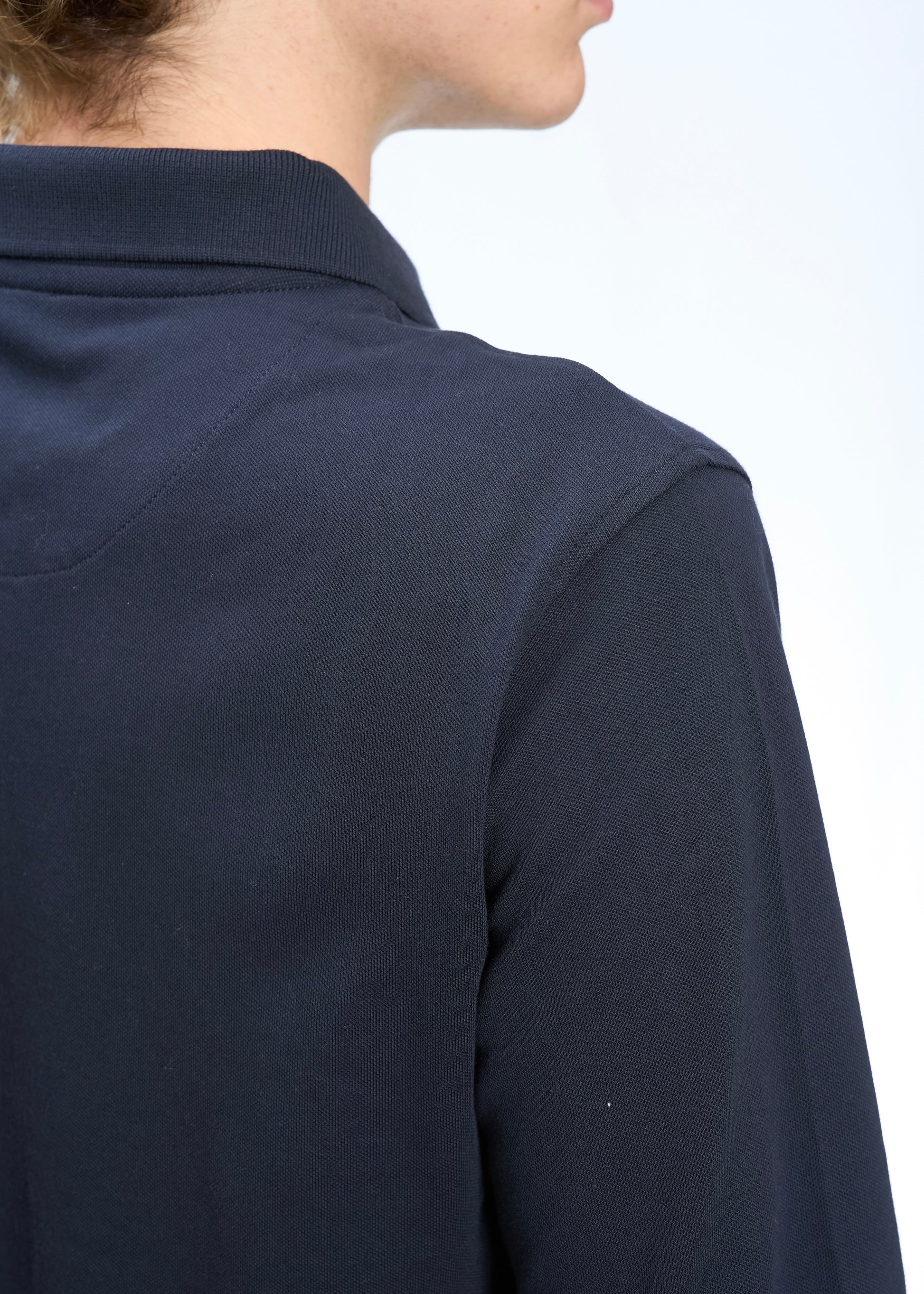 Polo manica lunga in Piquet Navy