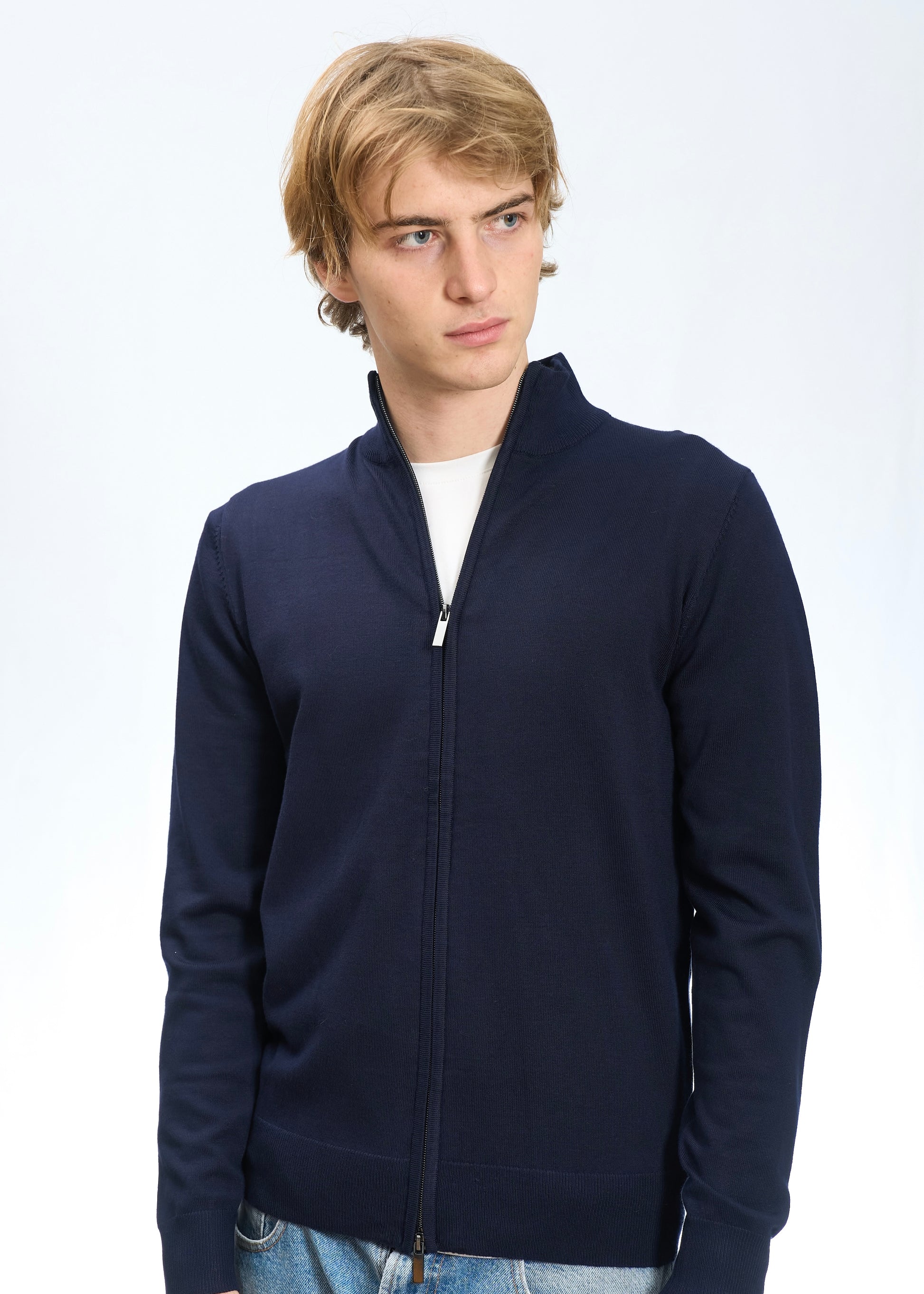 Full zip in viscosa Navy