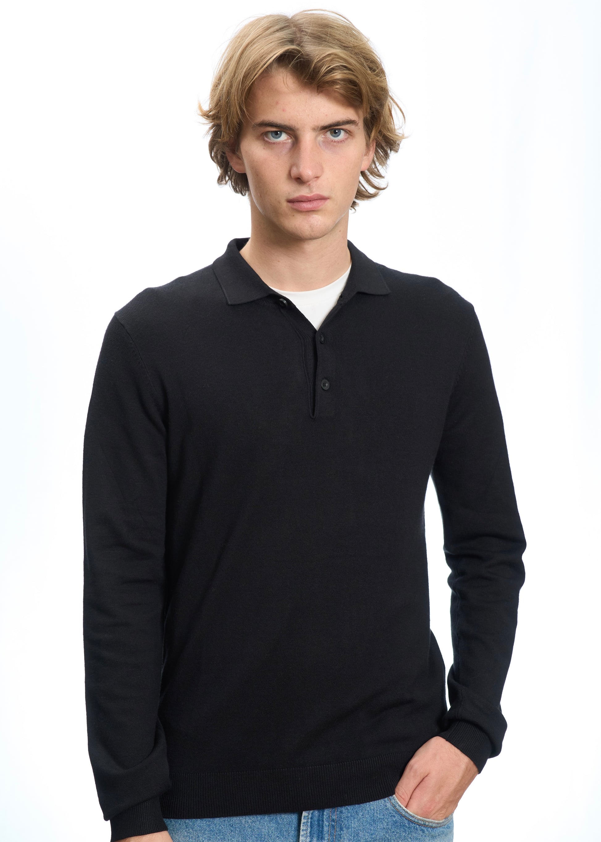 Polo in maglia Nero