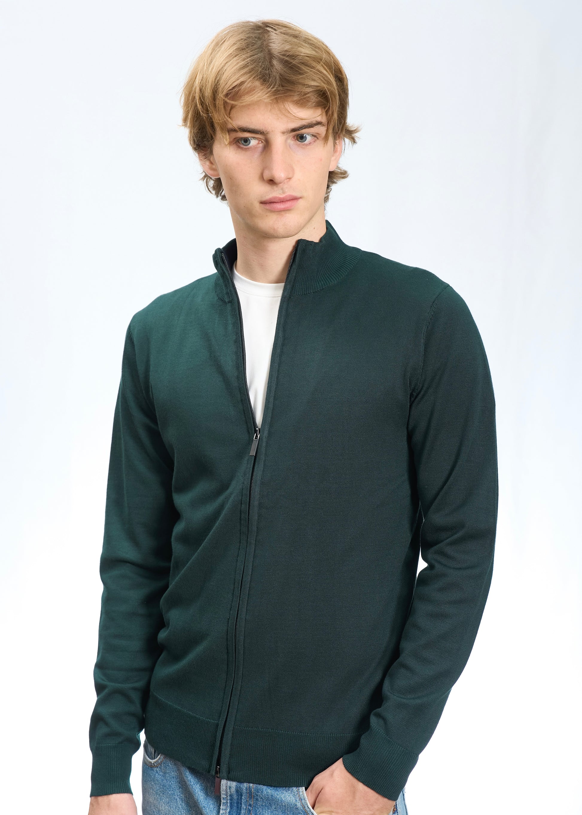 Full zip in viscosa Verde