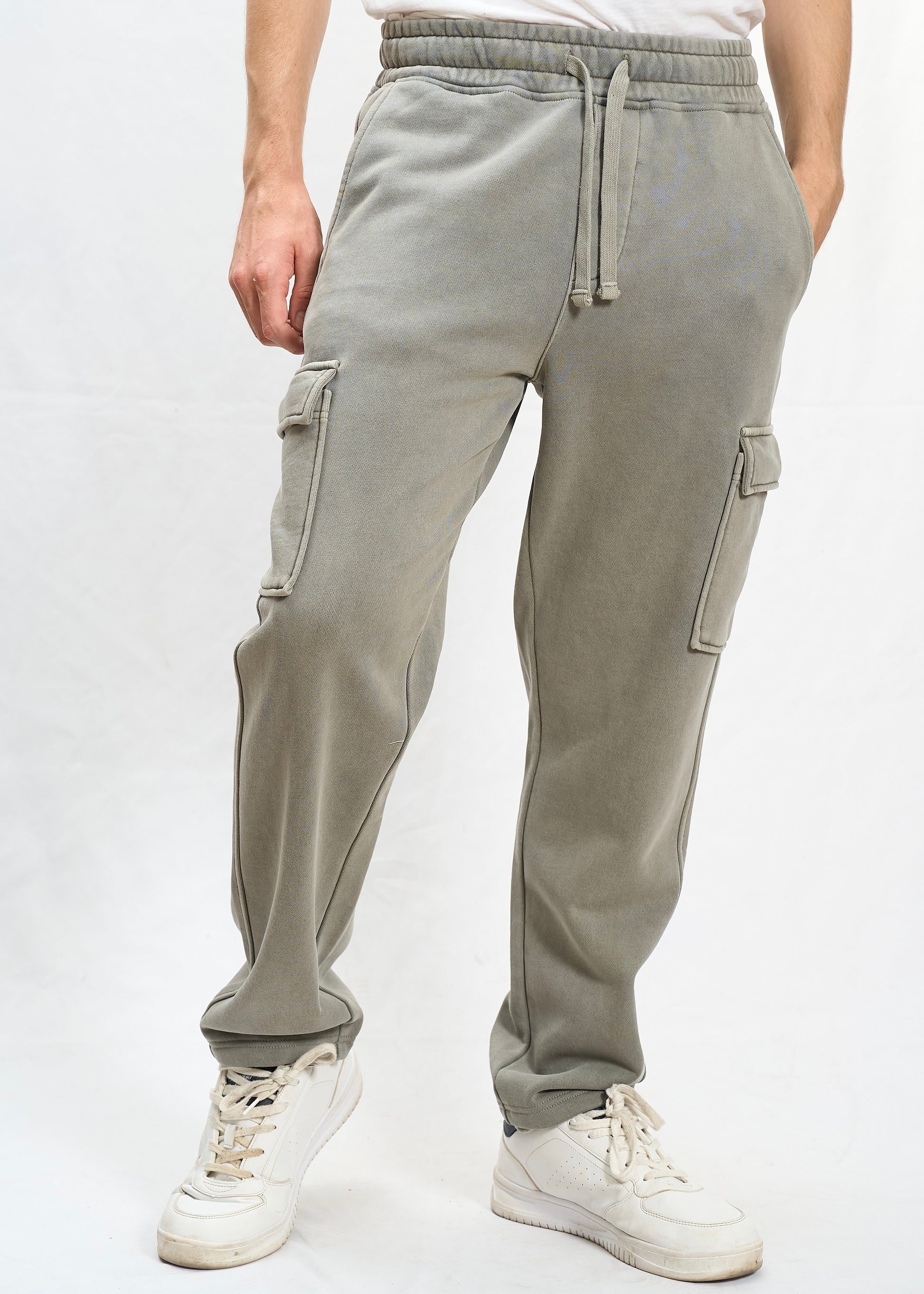 Joggers cargo stonewashed Verde Militare